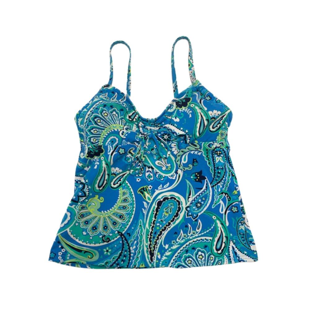 LANDS' END Paisley Blue Underwire Tankini Swimsuit Top | 2